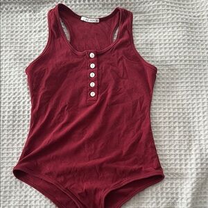 ReoRia Burgundy Sleeveless Fitted Bodysuit